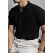 Zipper Knitted Short-sleeved Polo Shirt Men's Loose Lapels T-shirt