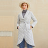 Single-breasted Temperament Women's Silver Warm Cotton Coat Mid-length Slim Coat Silver Gray Waist