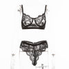 Women's Solid Color Lace Push Up Lingerie Set