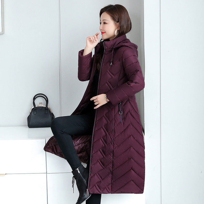 Linggra Chain Long Solid Color Detachable Cotton Jacket