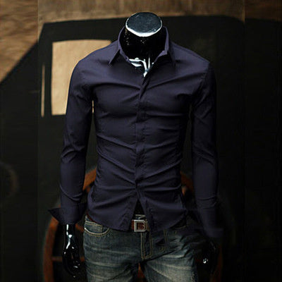 Men's slim business long sleeve shirt