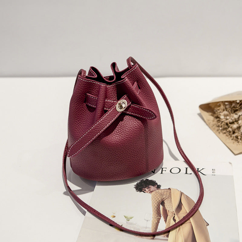 All-match lychee pattern bucket bag