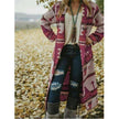 Printed top long sleeve woolen coat