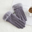 Women's suede winter wool warm gloves