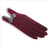 Female Autumn Winter Non-Inverted Velvet Cashmere Full Finger Warm Lace Gloves Women Cotton Touch Screen Bow Tie Gloves