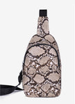 PU snakeskin streaked chest bag