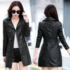 Autumn and winter new ladies leather trench coat