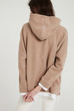 Long Sleeve Cartoon Round Neck Pullover Cotton Hooded Brown Solid Color Sweater