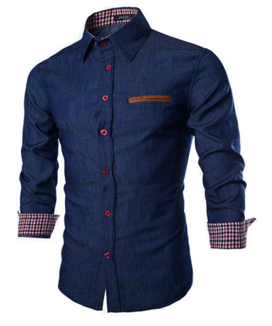 Men's Solid Color Casual Long-Sleeved Shirt