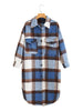 Lapel Button-Breasted Plaid Trench Coat