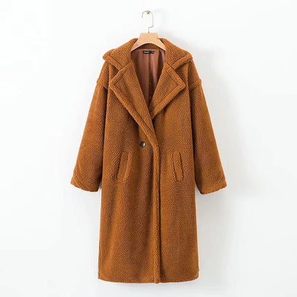 Autumn and Winter Women's New Lamb Wool Long Coat