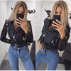 Autumn And Winter European And American Dark Pattern Epaulette Belt Short Leather Fashion Solid Color Jacket