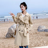 Solid Color Mid Length Windbreaker Loose Casual Waist Coat