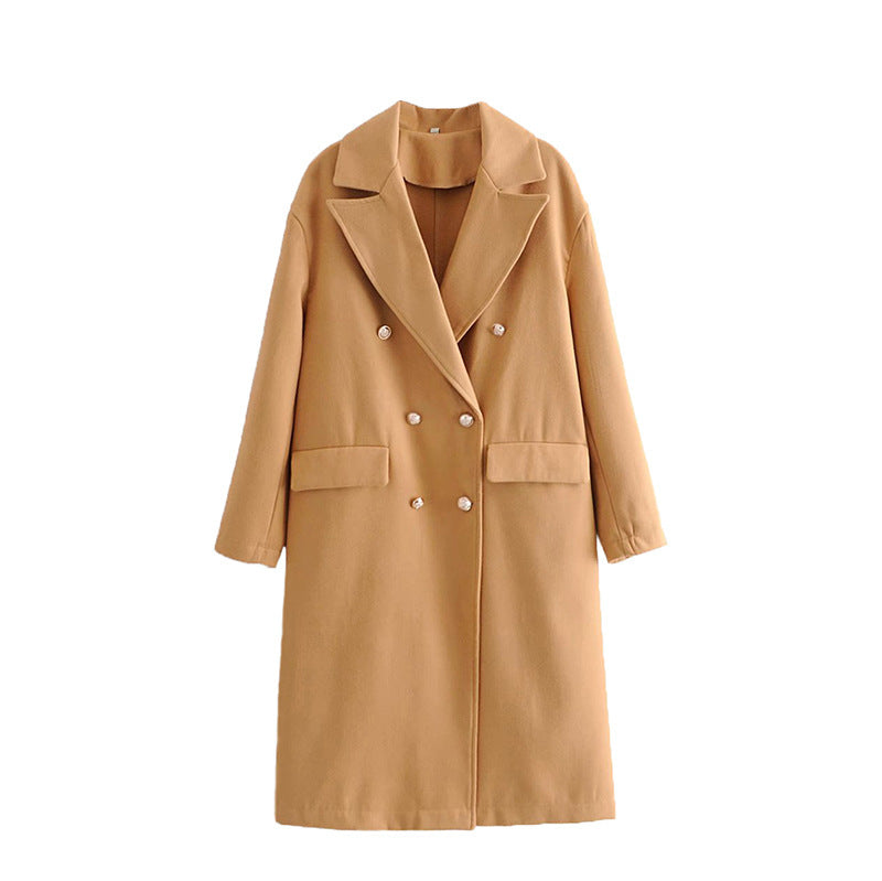 European And American Style Retro Woolen Double-breasted Coat