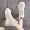 Spot Winter New High Top British Martin Boots Fashion Short Boots Solid Lace Up Women's Shoes