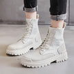 Spot Winter New High Top British Martin Boots Fashion Short Boots Solid Lace Up Women's Shoes