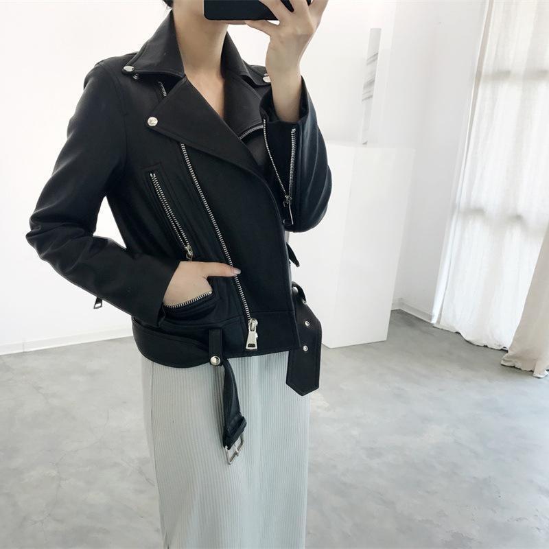 Spring New Korean Style Temperament Short Leather Women's Skinny Motorcycle Leather Jacket Coat Trend