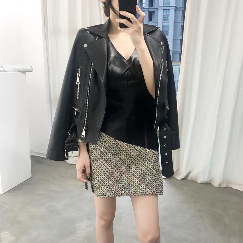 Spring New Korean Style Temperament Short Leather Women's Skinny Motorcycle Leather Jacket Coat Trend