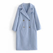 Double breasted blue woolen coat