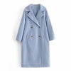 Double breasted blue woolen coat