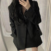 Black lapel loose blazer skirt