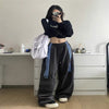 Retro Three Bars Casual Sports Pants Female Wide Leg Sweatpants