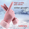 Fleece Lined Padded Warm Keeping Cute Suede Riding Gloves