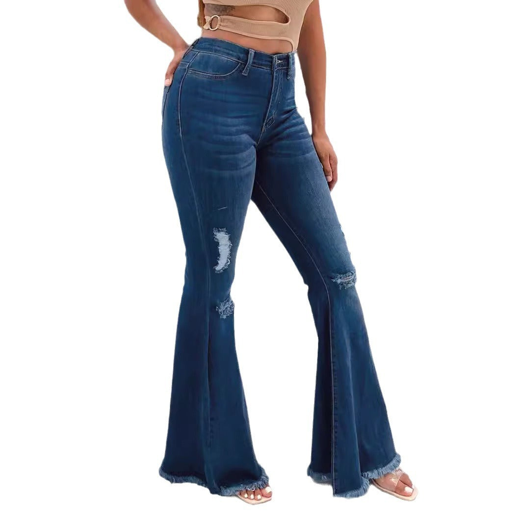 Autumn And Winter New Ladies Mid Waist Slim Jeans