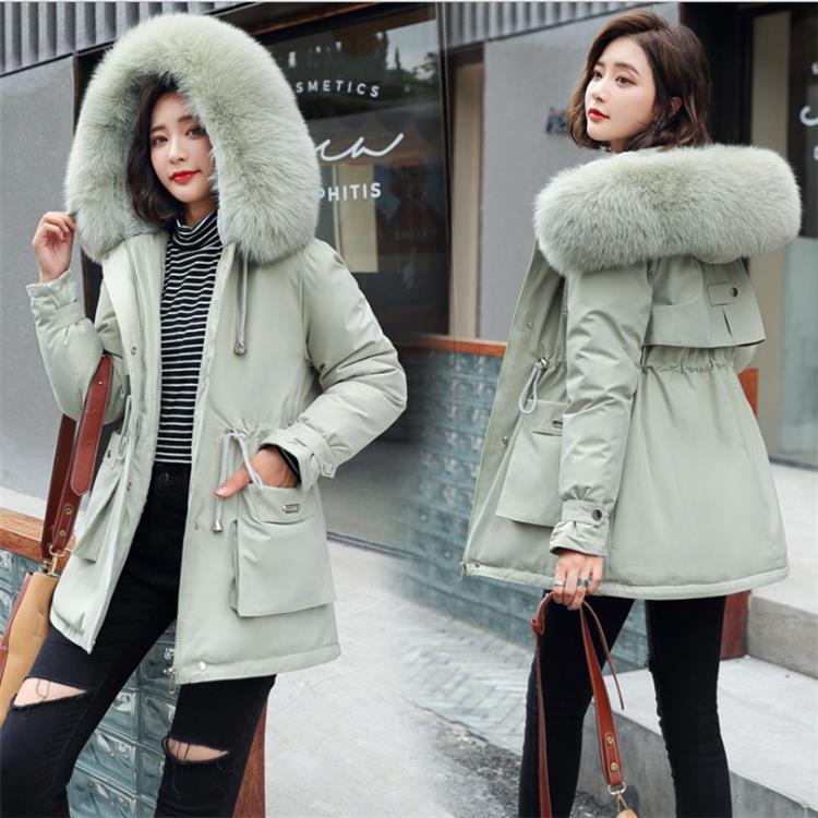 Oversized Fur Collar Cotton-padded Coat Loose Plus Velvet Thickening Women