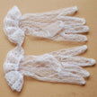 Fingered short lace wedding gloves