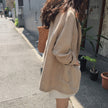 Fashion casual loose cotton hemp suit coat