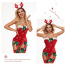 Red Christmas One-piece Sexy Lingerie Elk Headdress Jumpsuit Suit