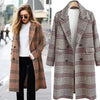 Plus Size Women's Plaid Long Sleeve Lapel Coat