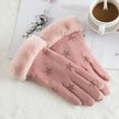 Women's suede winter wool warm gloves