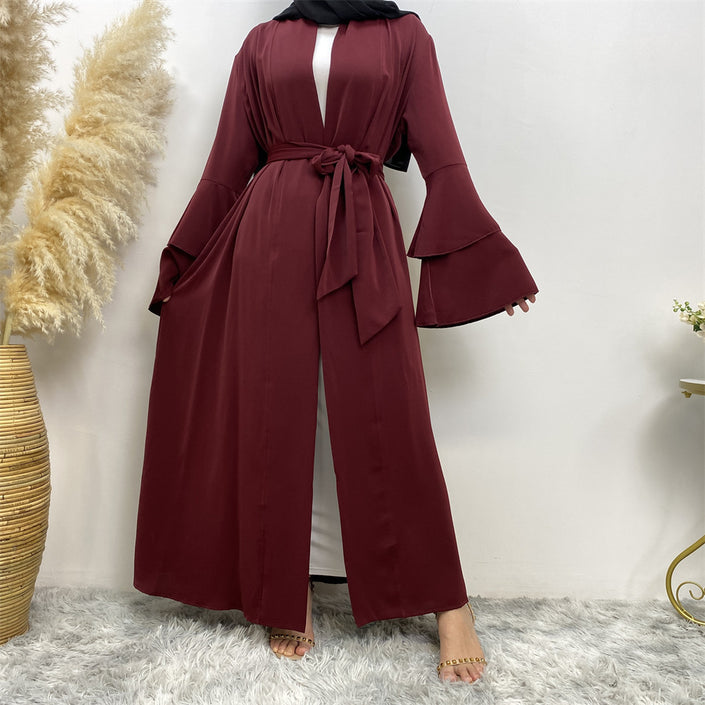 Double Sleeved Robe With Pockets For Fashionable Women's Cardigan