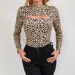 Leopard Print Round Neck Sexy Long Sleeve T-shirt