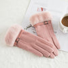 Women's suede winter wool warm gloves