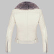 DETACHABLE FUR COLLAR WARM FAUX LEATHER JACKET