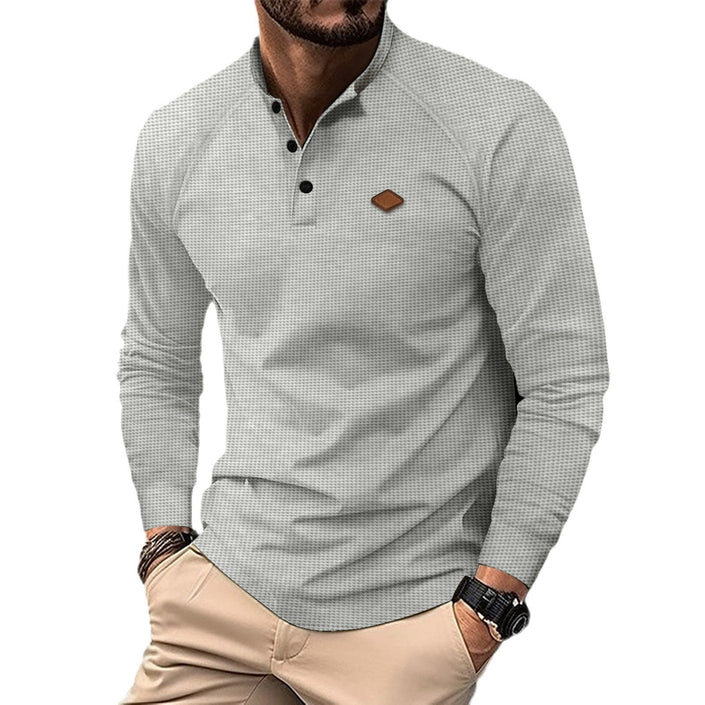 Men's Polo Collar Solid Color Long-sleeved Sports