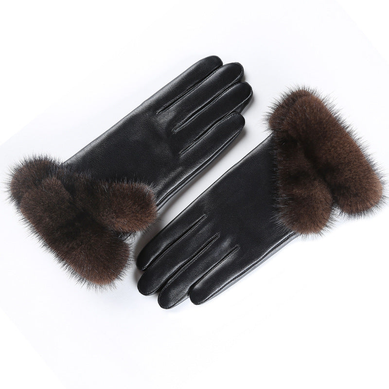 Women's Touch Screen Sheepskin Gloves In Winter