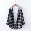 Hooded BF loose Plaid Long Sleeve Shirt