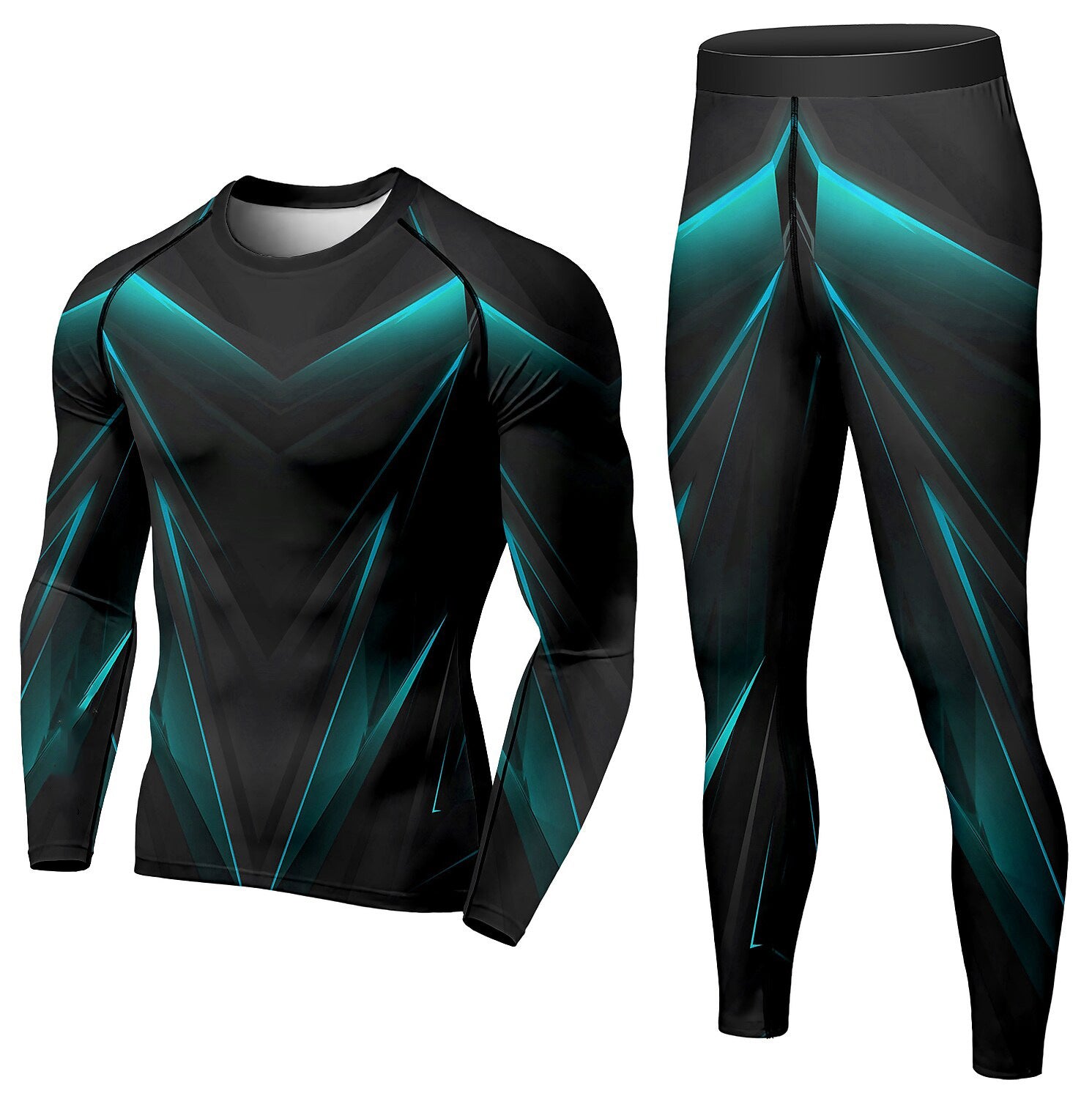 Men's 2 Piece Tracksuit Suit Compression Clothes Running Winter Long Sleeve Trousers