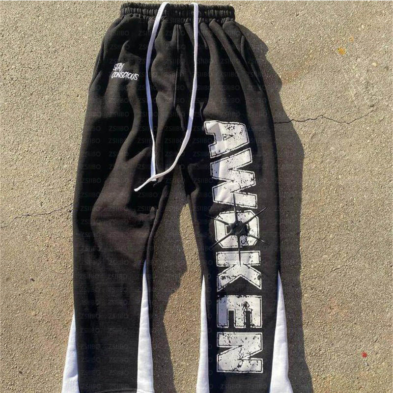 Letter Printed Drawstring Sweatpants For Men And Women