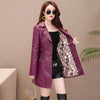 Women's Mid-length Leather Coat Thickened Cotton