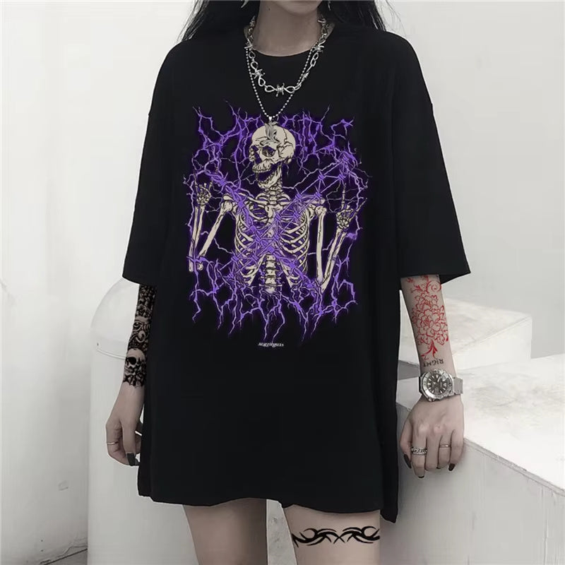 Vintage Gothic Women's T-shirt Men's Printed Short-sleeved Top