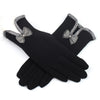 Female Autumn Winter Non-Inverted Velvet Cashmere Full Finger Warm Lace Gloves Women Cotton Touch Screen Bow Tie Gloves