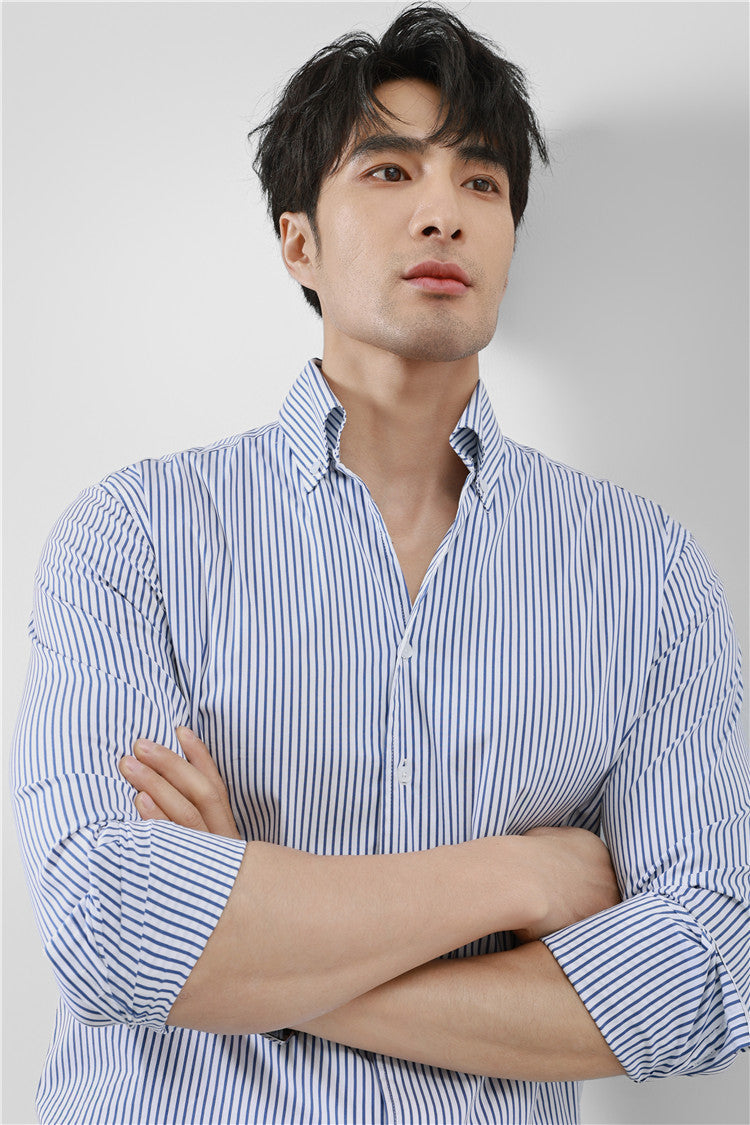 Striped Men's V-neck Long Sleeve Shirt