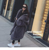 Women's New Rex Rabbit Fur Thickened Long Hooded Jacket