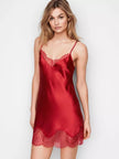 Simulation silk stitching lace style sexy nightdress ladies sexy lingerie