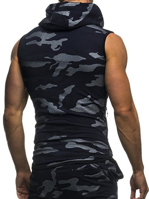 Camouflage round hem casual slim sleeveless